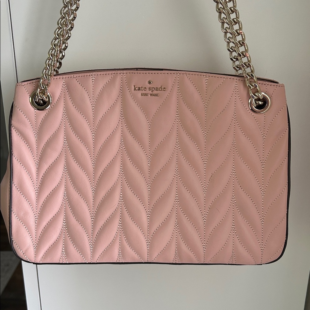 Kate Spade Blush Quilted Tote with Chain Straps